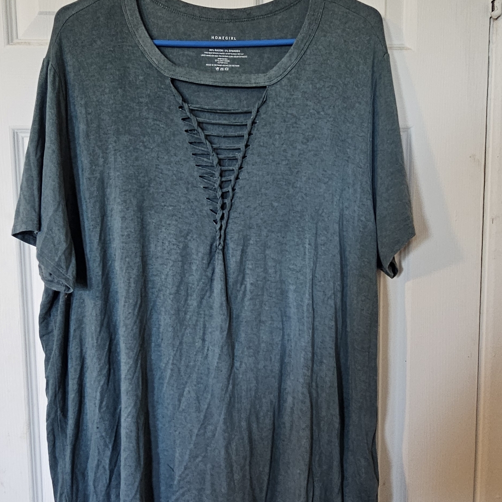 Green Women's Top with Cutout Detail